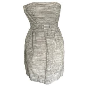 Banana Republic Strapless Linen Cotton Blend Coastal Dress w Pockets Sz 0 EUC XS